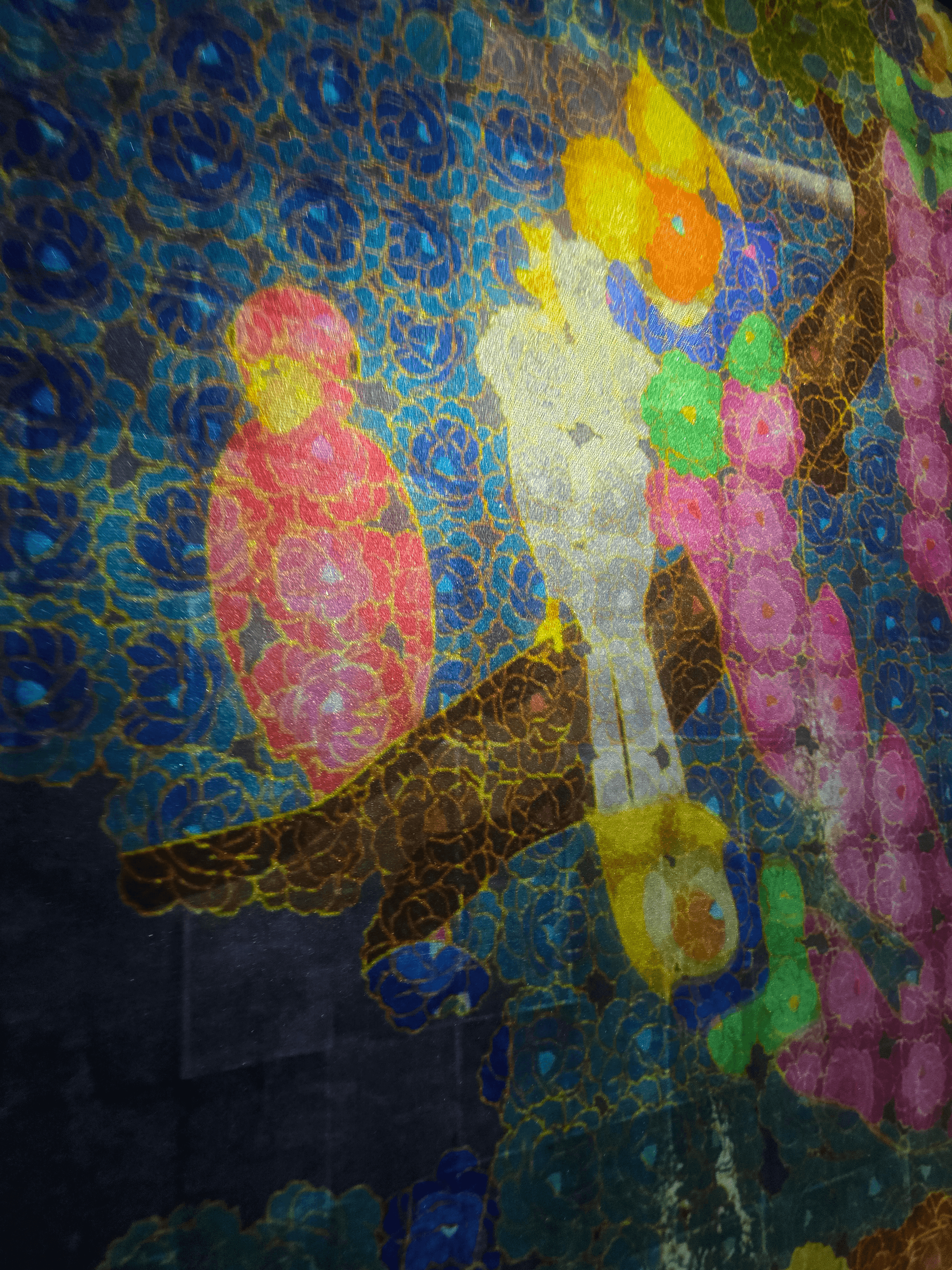 tropical birds art installation